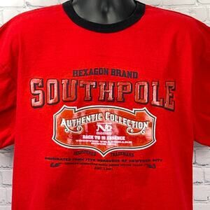 Vintage 90s Y2Ks Southpole Ringer T Shirt Hexagon Brand Short Sleeve Red L Large
